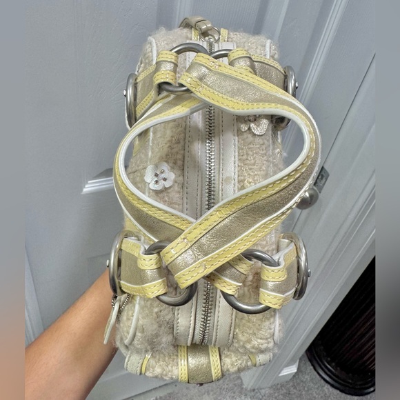 Coach Tweed Bouclé Mini Soho Rogue Boston Bag Cream/Butter - Picture 7 of 14